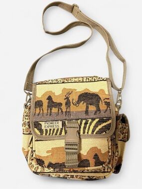 Safari Tapestry Crossbody Bag in Tan